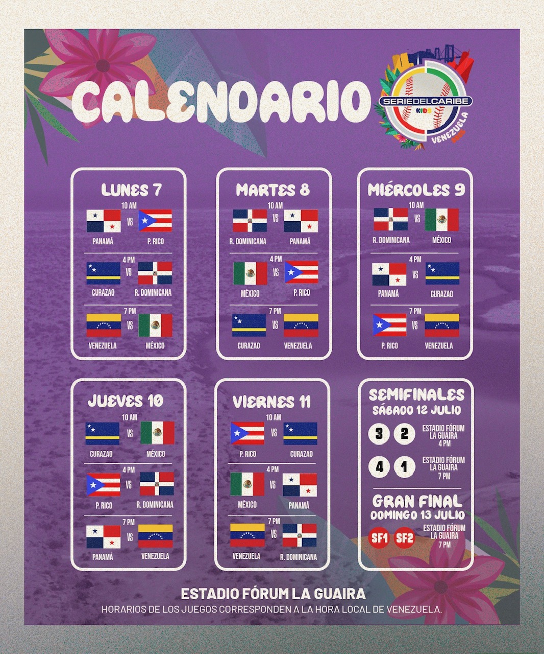 SERIE DEL CARIBE KIDS 2025: ¡YA ESTÁ DISPONIBLE EL CALENDARIO DE JUEGOS!